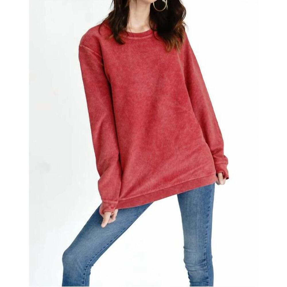 NEW ROYCE BRAND comfy corduroy crewneck pull over in red